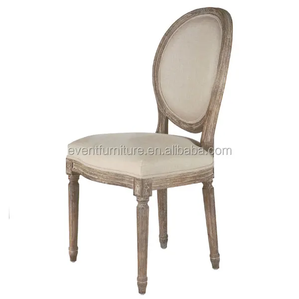 High Back French Bistro Style Antique looking Oak Wooden Oval Back Louis Chairs