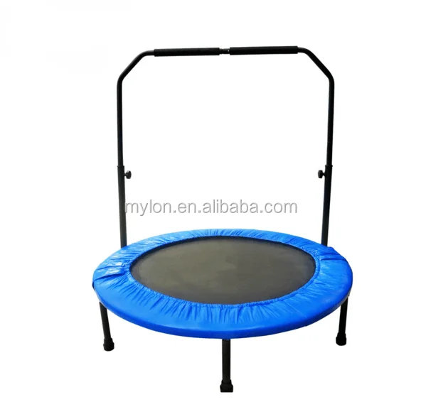 Mini Exercise Trampoline for Adults - Indoor Fitness Rebounder with Adjustable Handle Bar for Kids - with Cover