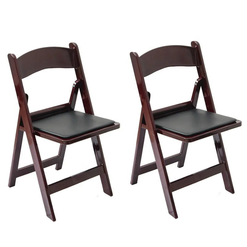 Plastic Mahogany Wedding Resin Foldable Chair with Vinyl Padded Seat for Indoor and Outdoor Events
