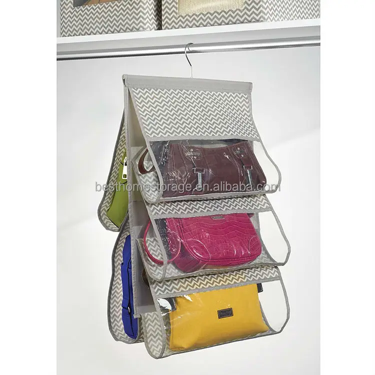 Chevron Fabric Storage, Hanging Handbag Holder -5 Pockets