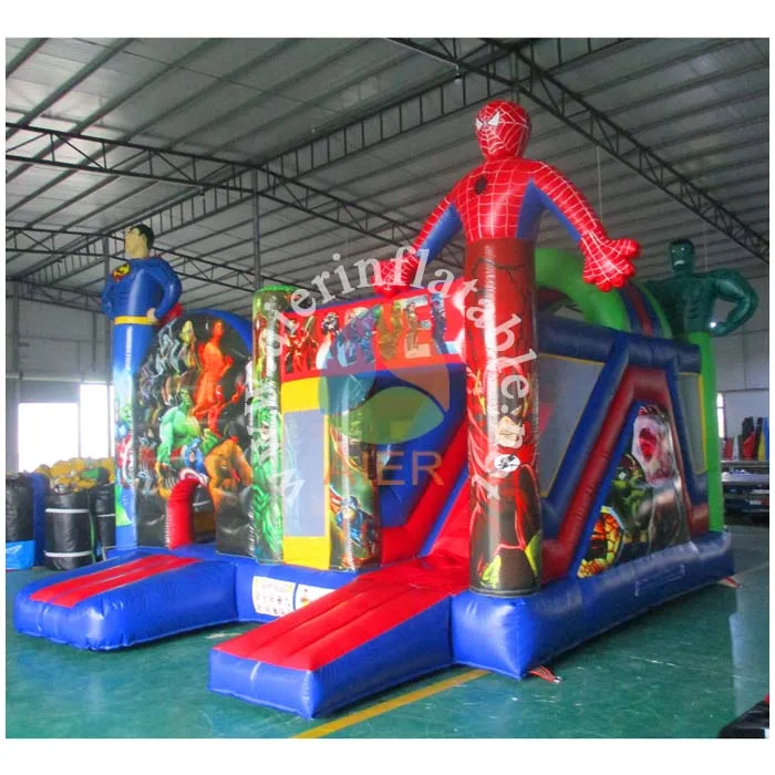 2017 Aier hot sale superhero inflatable bouncer combo/ inflatable castle combo