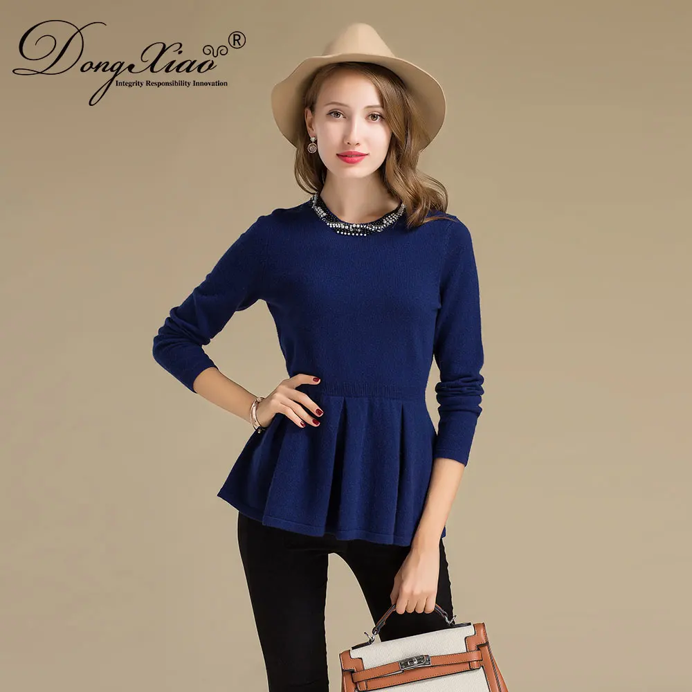 New Products 2017 Long Sleeve Cashmere Merino Wool Blend Sweater Made in China