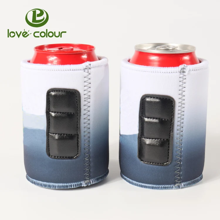Custom black neoprene soft insulated magnetic beer can drink cooler sleeve coolies holder