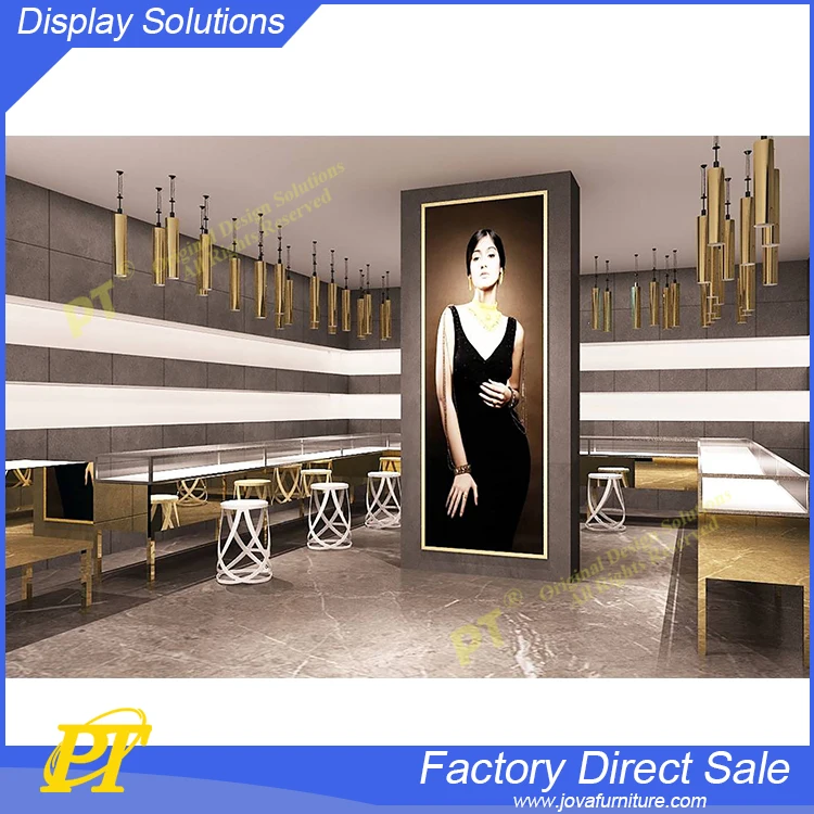 Gold shop interior design for mdf jewellery furniture design