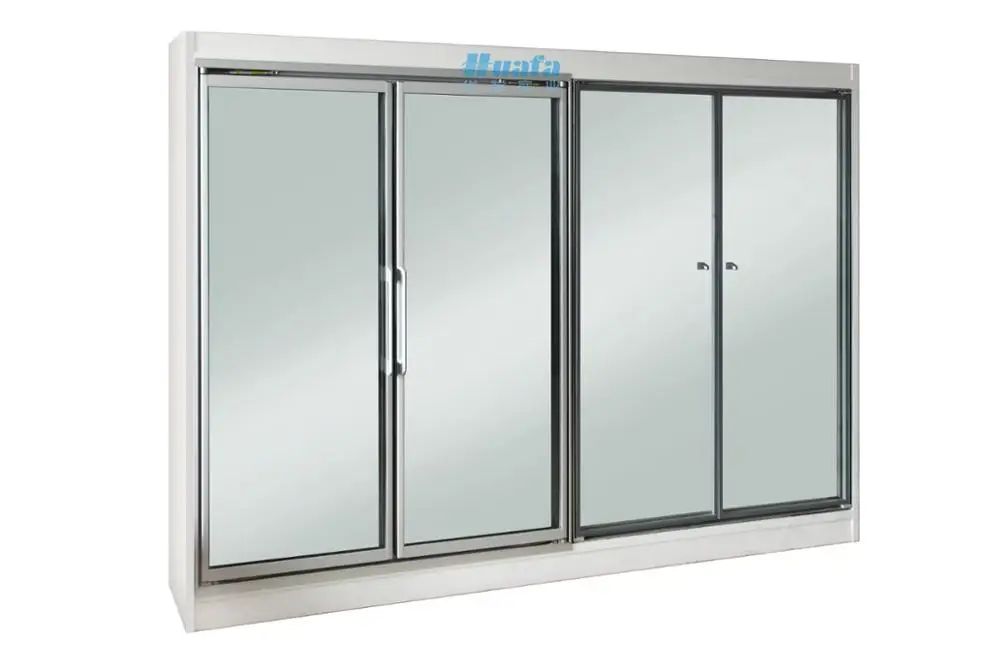 Двойная стеклянная дверь для морозильной камеры в супермаркете