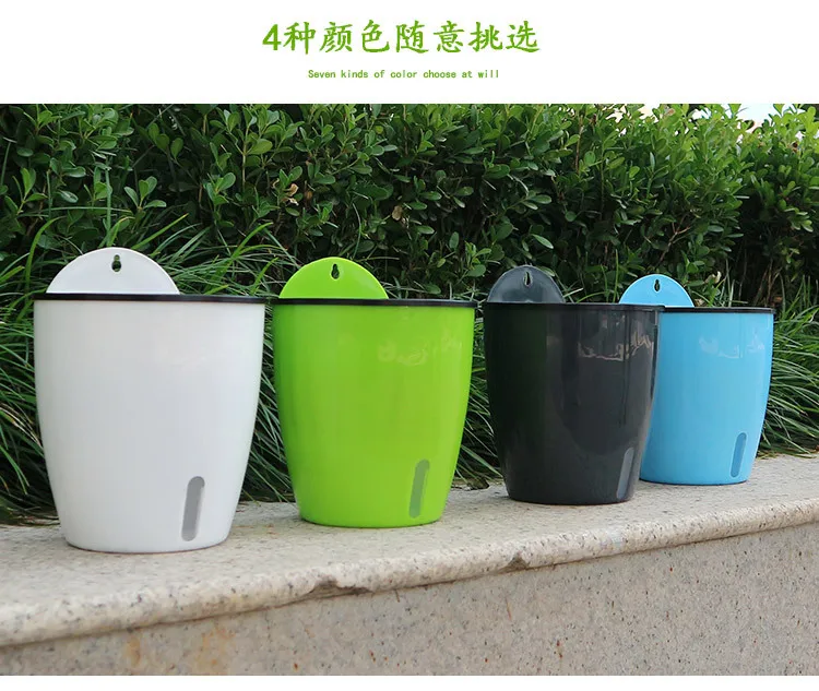 
APHACATOP Black Self Watering Plastic Hanging Planters Wall Plant Pots 