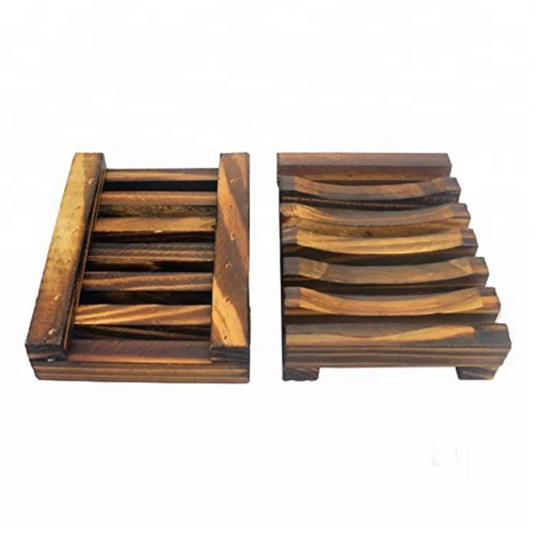 Natural Wooden Holder for Sponges Solid bamboo 2 colors soap dish