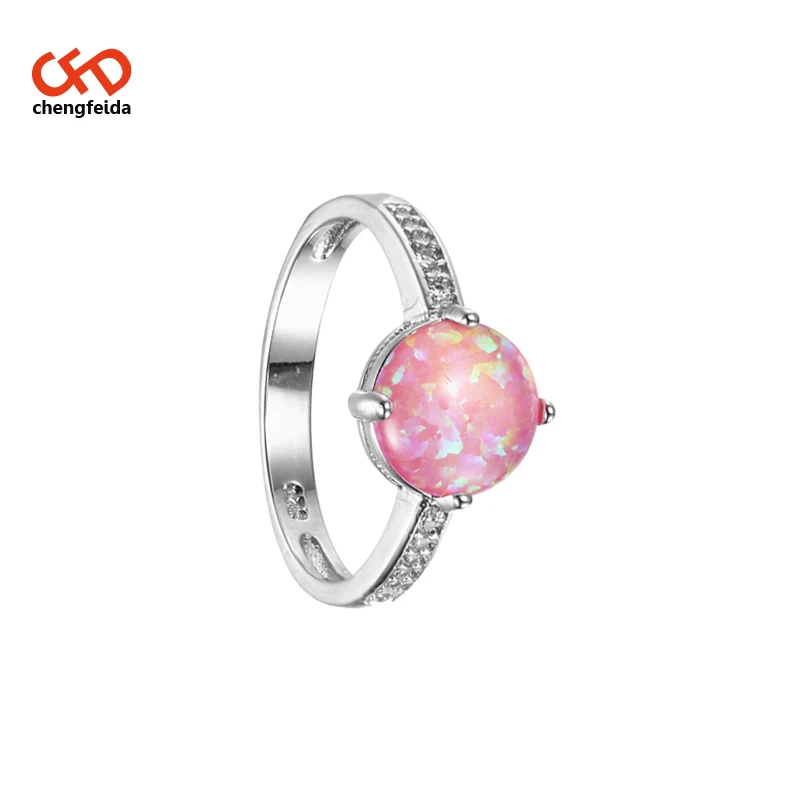 
Triangle Red Crystal pink Fire Opal Rings For Women With Cubic Zirconia 925 Sterling Silver 