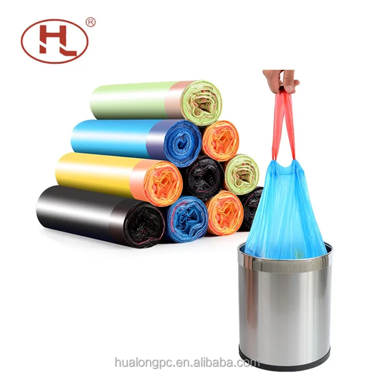 
Customized drawstring trash bags plastic garbage bags with tie string 