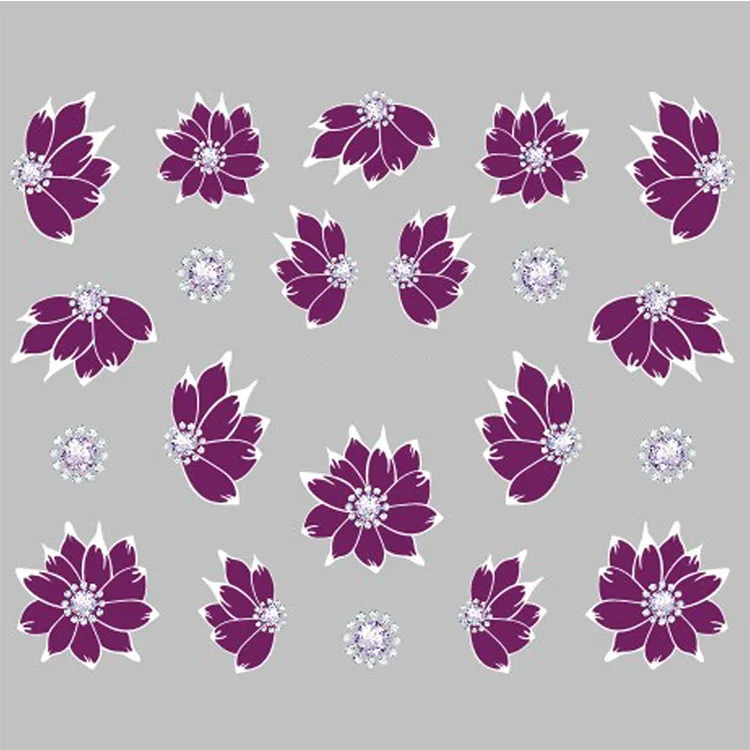 Custom pattern painting jewelry flower water decal black art nail sticker