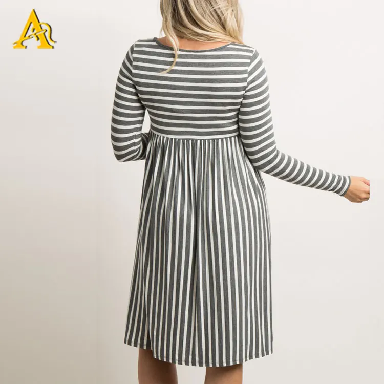 Черная полосатая одежда для беременных с длинными рукавами плиссированное платье для беременных