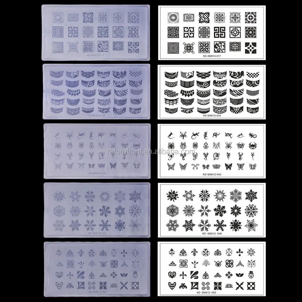 Plastic Nail Art Stamping Plates Geometric Patterns Clear Stamper Manicure Template Nail Tools KD-SM