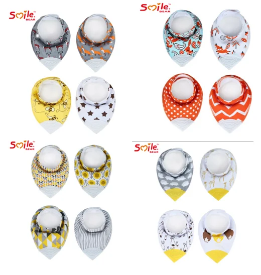
Amazon Hot Selling Colorful Soft organic cotton baby bandana bibs 