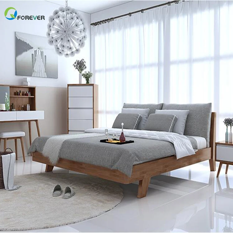 Nordic Solid Wood Bedroom Economy Simple Modern Double Bed