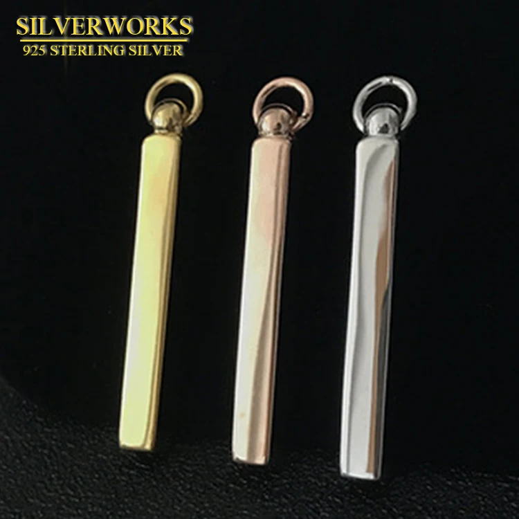 
Wholesale 925 Sterling personalized Vertical Bar Pendant Personalized Silver Jewelry 