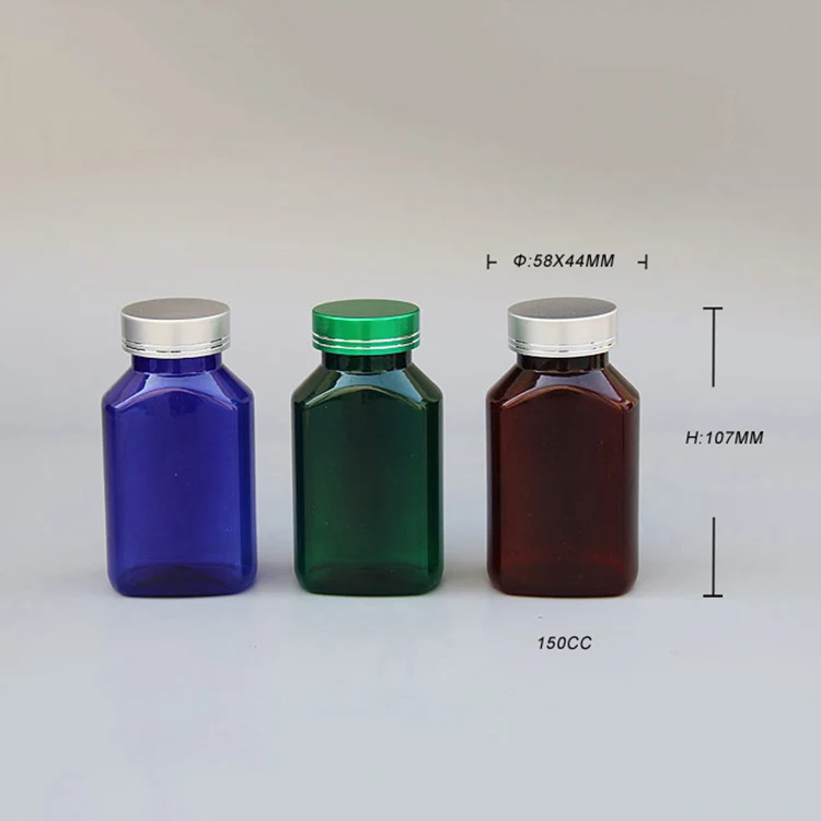 Wholesale Plastic 150ml Food Sealed Capsule Tablet Square Transparent  PET Container