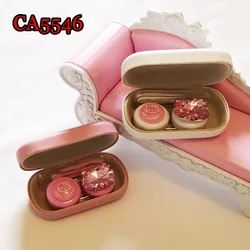 Pink Diamond and Kitty deco PU Cover Iron contact lens case, Small travel box CA5546