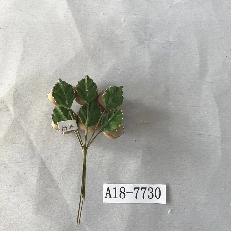 6 pcs mini artificial glitter rose  flower for Christmas decoration