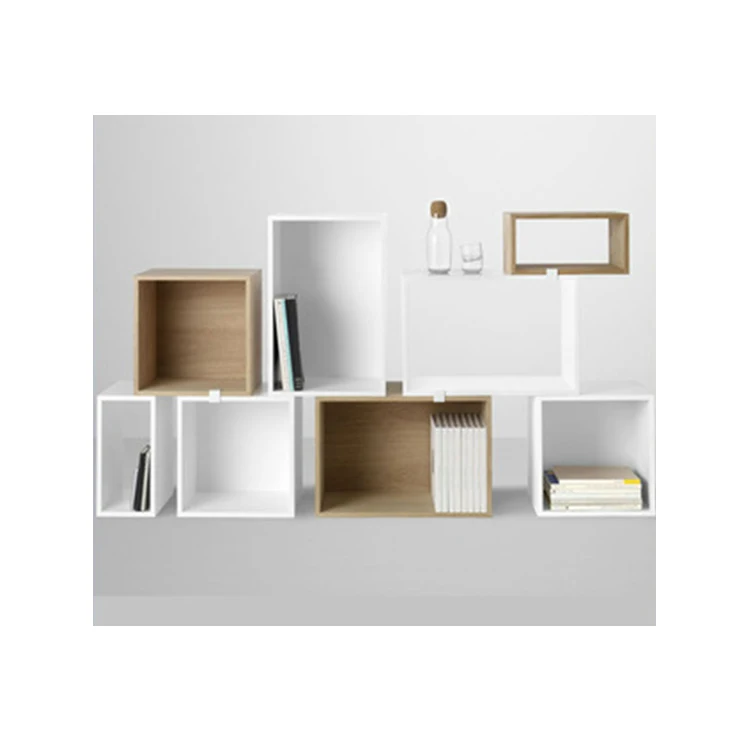 
White Wood Wall Shelf Solid Wood Living Room Furniture Modern Home Furniture 