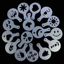 16Pcs/Lot Different Design Pack Coffee Milk Cake Cupcake Barista Stencils Template Strew Pad Duster Spray Tools