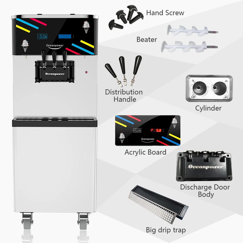 
Oceanpower Food DW138TC ice cream machine/Maquina de helado with air pump 