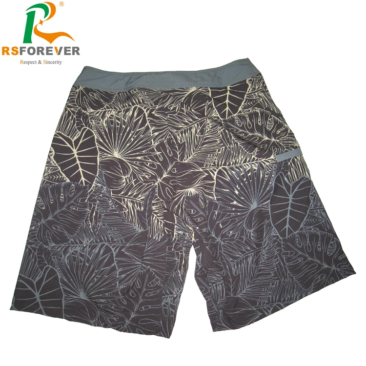 
Die Sublimation Hawaii Leaf Pattern Mens Beach Board Shorts Four Way Stretch 