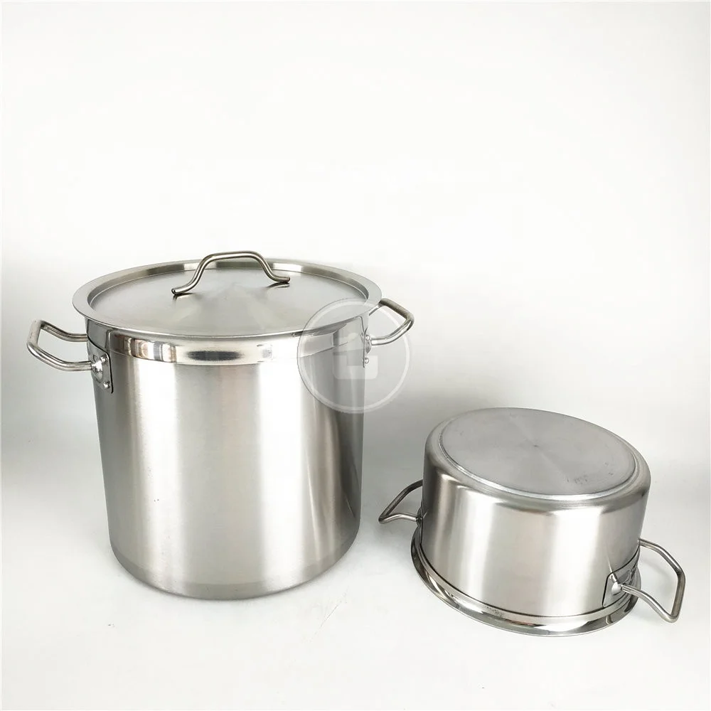 Large hotel restaurant cookware 30 liter 3 layers composite bottom stainless steel heavy duty soup bucket / stock pot