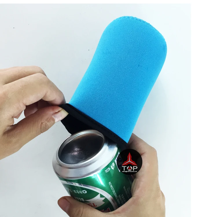 2024 new design foldable neoprene 4mm Beer Can Cooler Sleeves stubby cooler holder with Stitched Fabric Edges