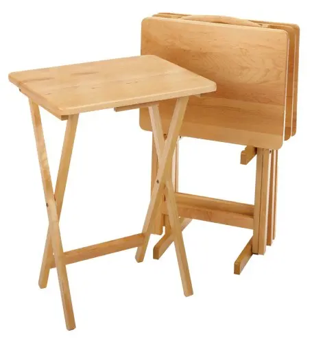 Natural Wood Foldable Rectangle Snack Table