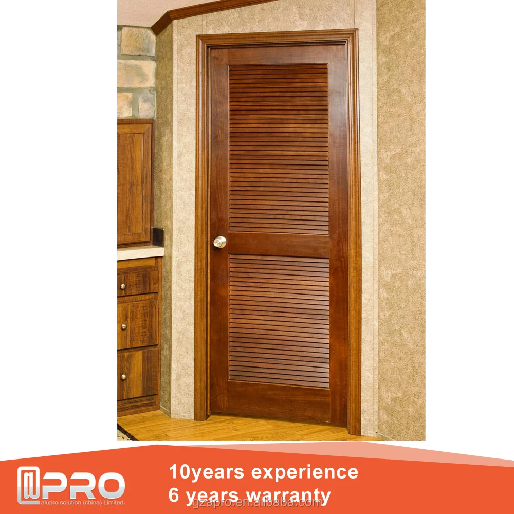 Aluminium Wooden Shutter waterproof design aluminium louver door with operable louvers for aluminum bathroom doors for sale