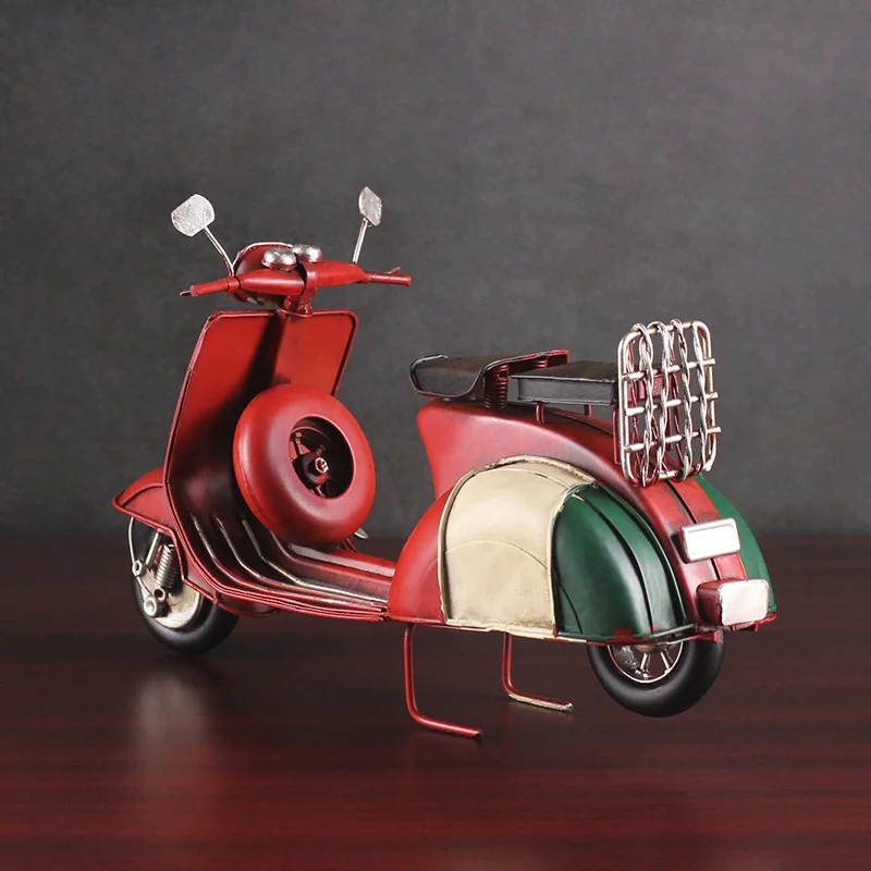 High Quality Iron Crafts Retro Motorcycle Model Handmade Metal Decor Vintage Scooter Model For Pub Home Office Table Decor