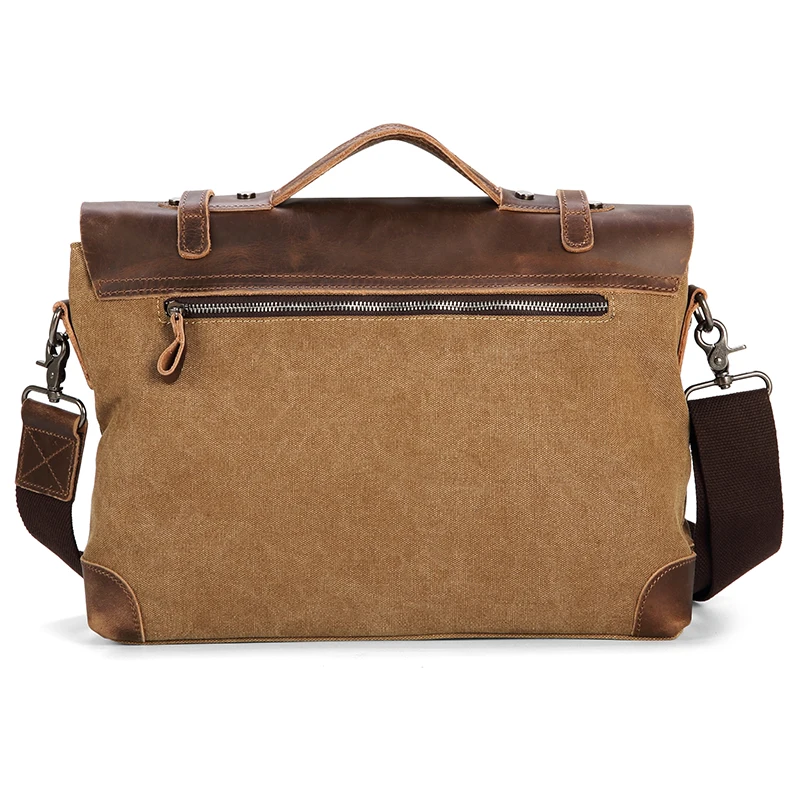 Famous branded leather men briefcase bag canvas laptop messenger shoulder bag