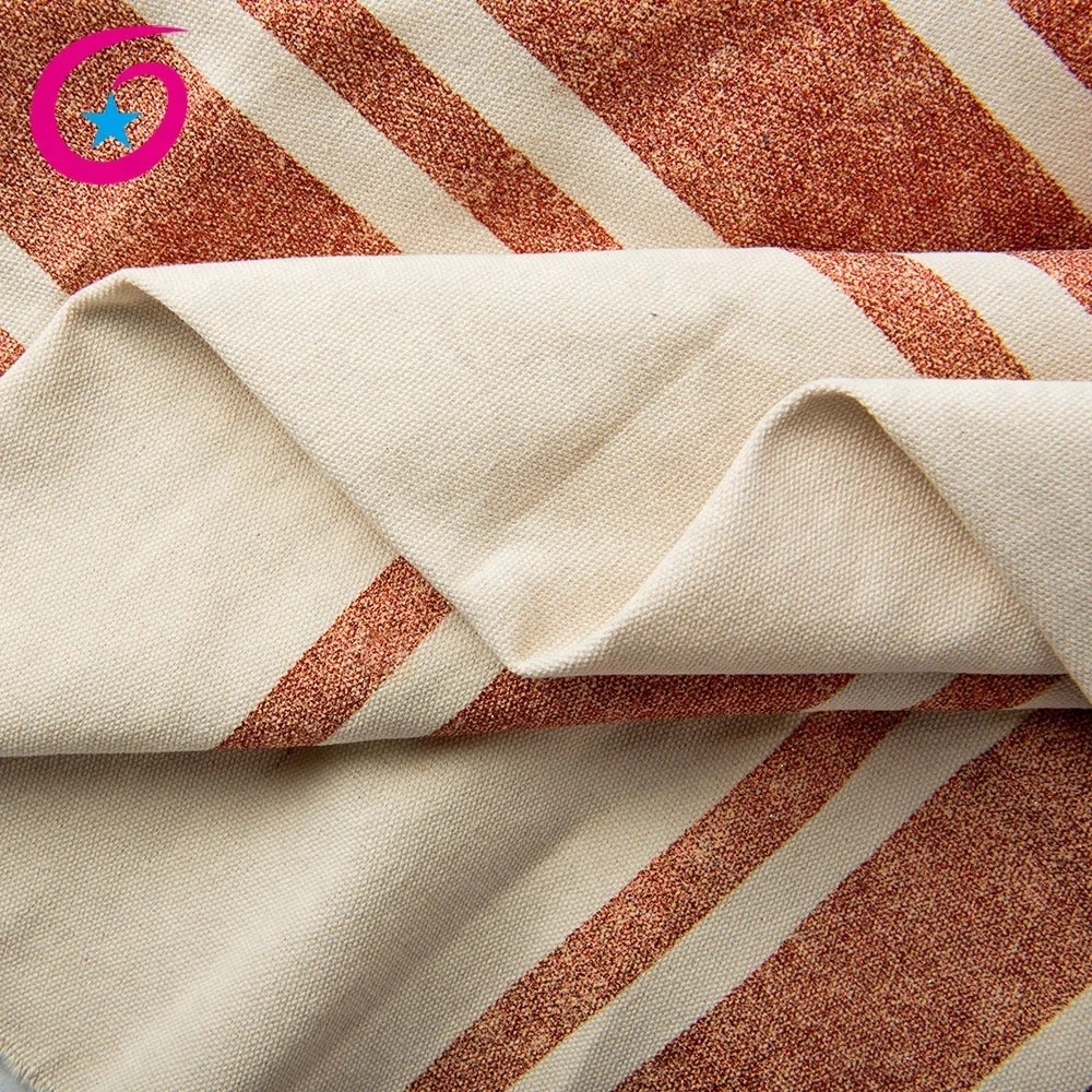 Wholesale 12oz Cotton Fabric Stripe Printed Recycled Canvas Fabric
