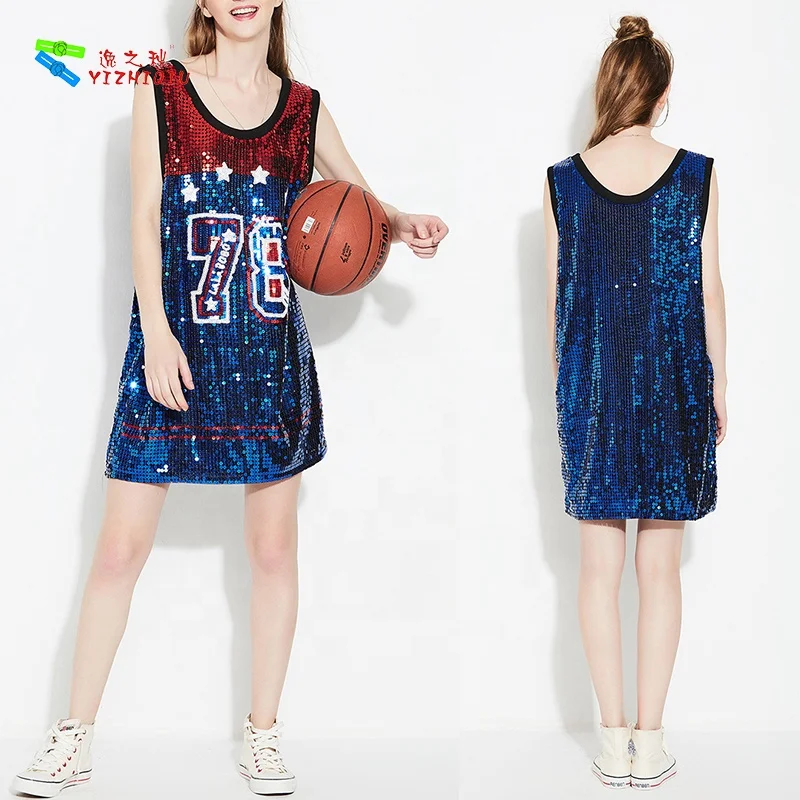 YIZHIQIU Women clothing custom sports sequin jersey basketball