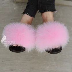 CX-A-70E Wholesale High Quality WOmen Fur Slippers Fox Fur Slides