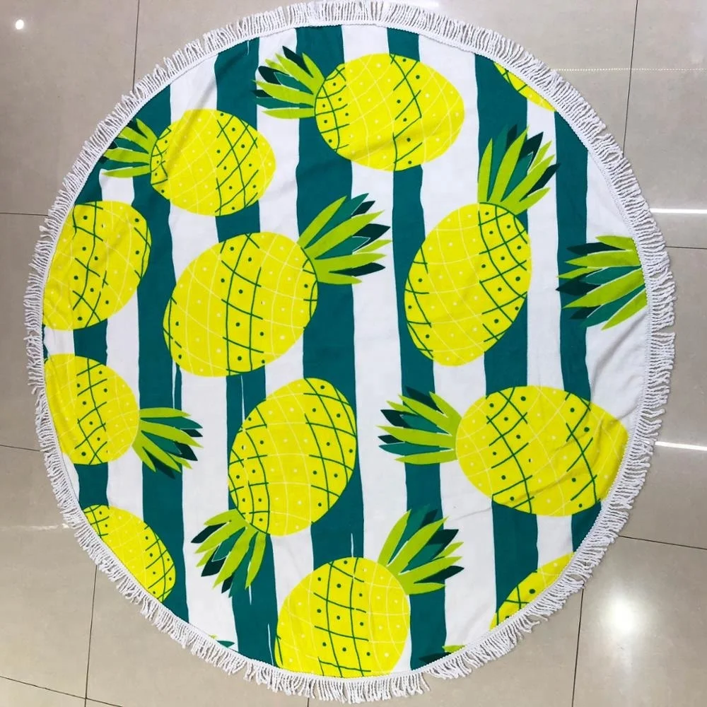 
Microfiber customized photo printed round beach towels with tassels 