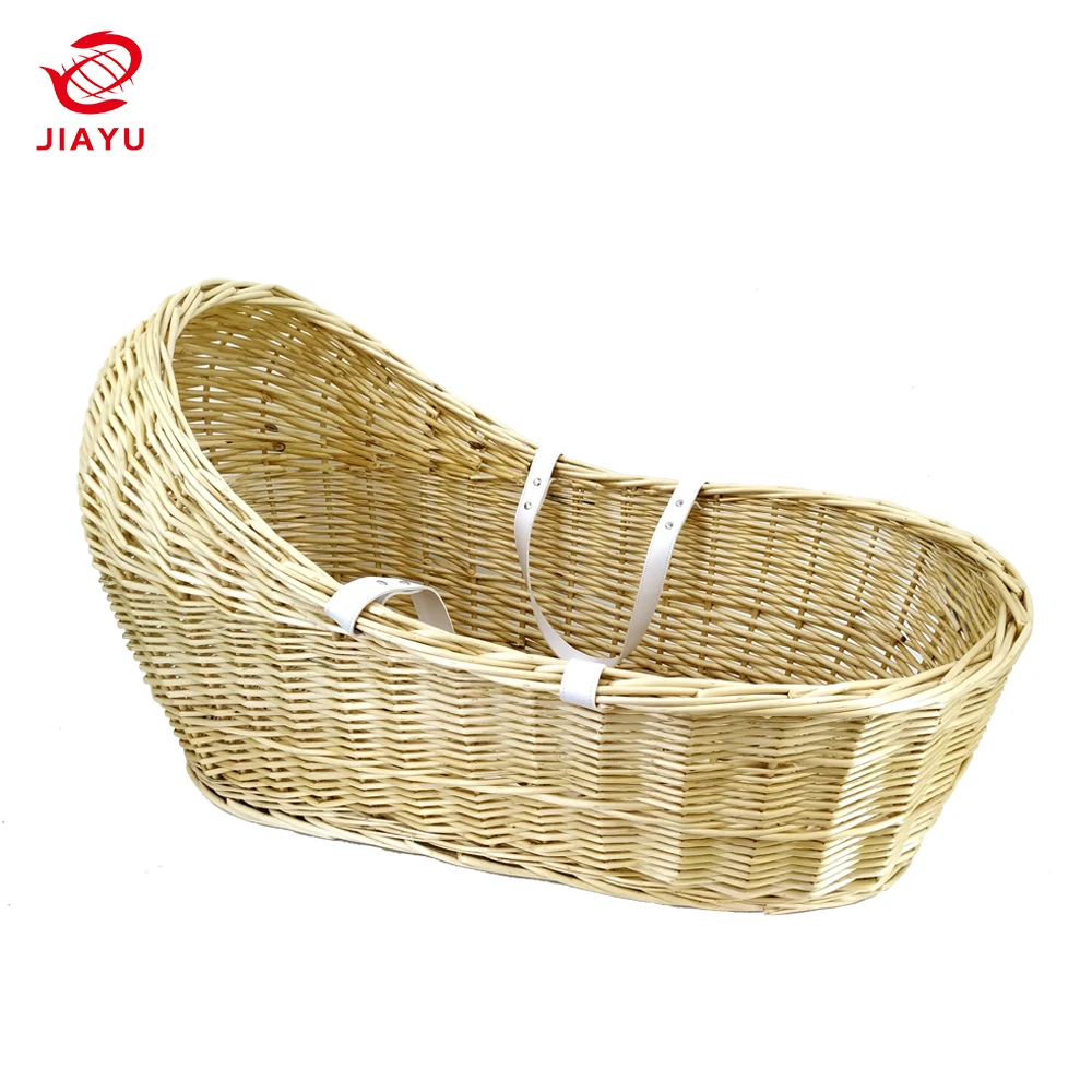 Natural firm wicker sleeping angel baby bassient with fabric