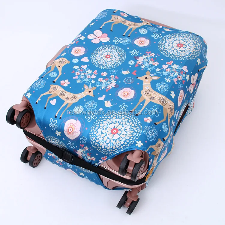 RW-LC-010 Fashion Custom Fallow Deer Pattern Waterproof High Elasticity Stretchable Spandex Suitcase Luggage Cover