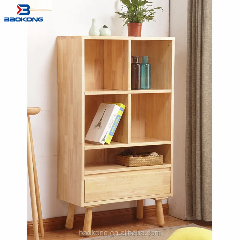 Solid Wood Book Shelf With Drawers Kids Bookrack Design