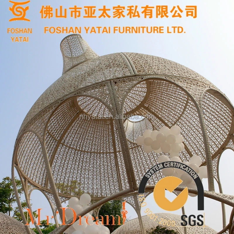 Mr Dream luxury designer outdoor patio poly rattan wicker babylon gazebo for hotel and garden