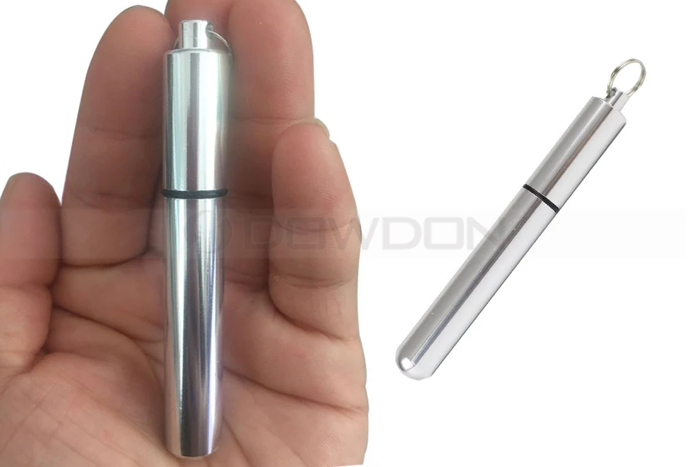 Portable Aluminium Toothpick Holder Mobile Toothpick Case Waterproof Box Metal Pill Case with Keychain