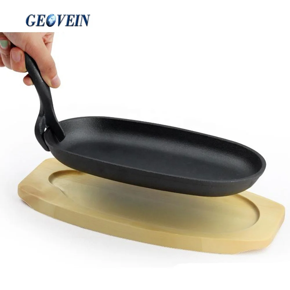 Oval BBQ Steak On Gas Stones Steaks Hot Rock Flat Grill Plate