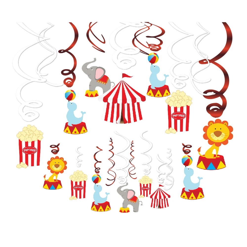 Huancai circus party decoration carnival theme Foil Swirls Banner Hanging Decorations