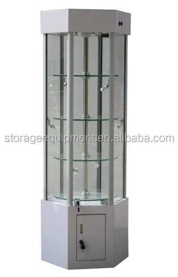 Movable glass furniture corner showcase