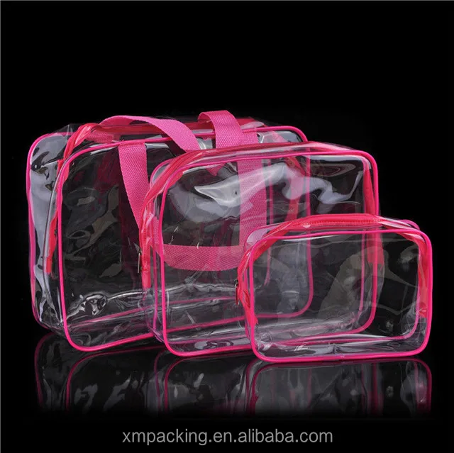 customized transparent waterproof clear plastic travel pvc cosmetic bag with zipper