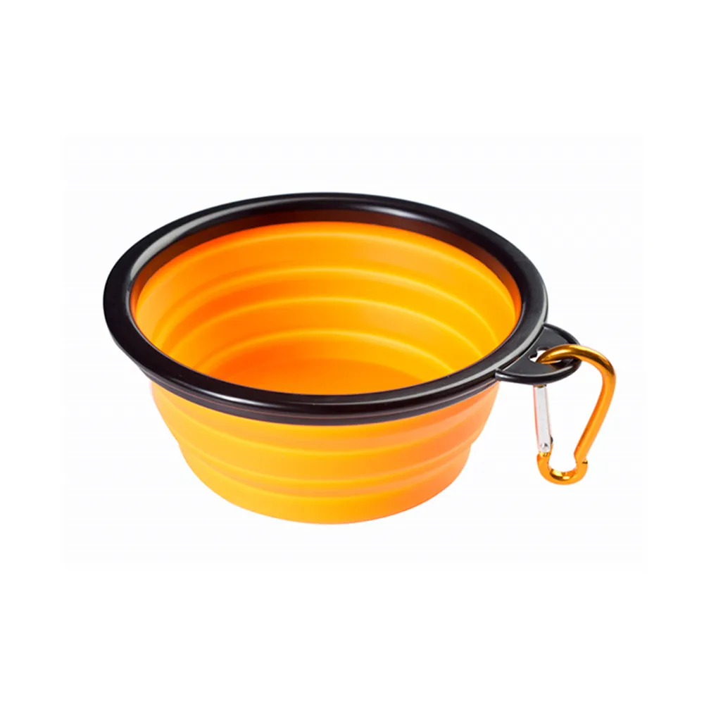 Дешевые дорожные мягкие переносные складные силиконовые миски для собак с карабинами