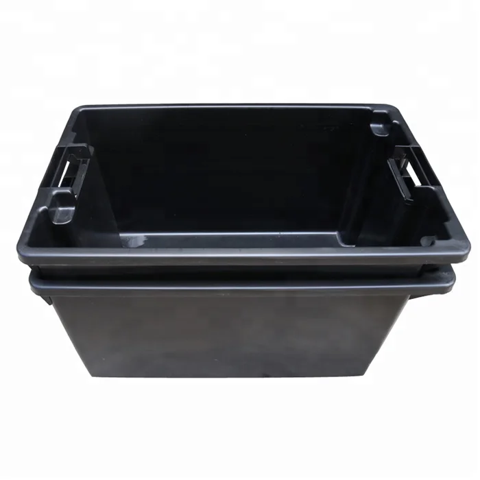QS logo Stackable and Nestable Crate plastic container outdoor storage plastic bins with lids or not