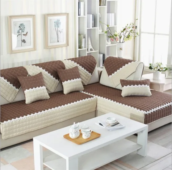 Charmcci 600214 Summer simple cushion sofa cover leather flax non-slip high quality satin 3 places living room printed