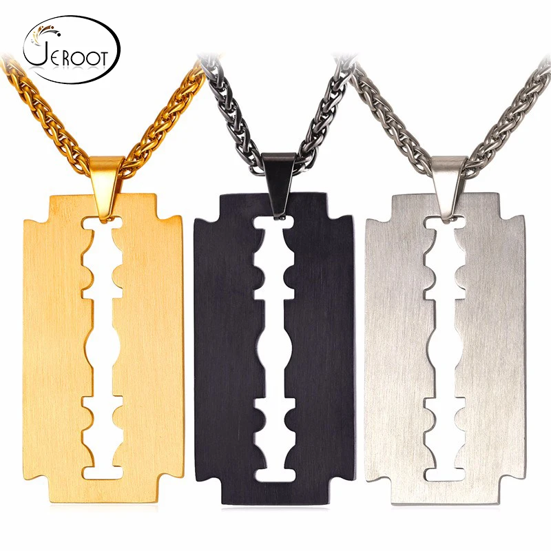Custom Stainless Steel Safety Double Edge Razor Blade Men Pendant