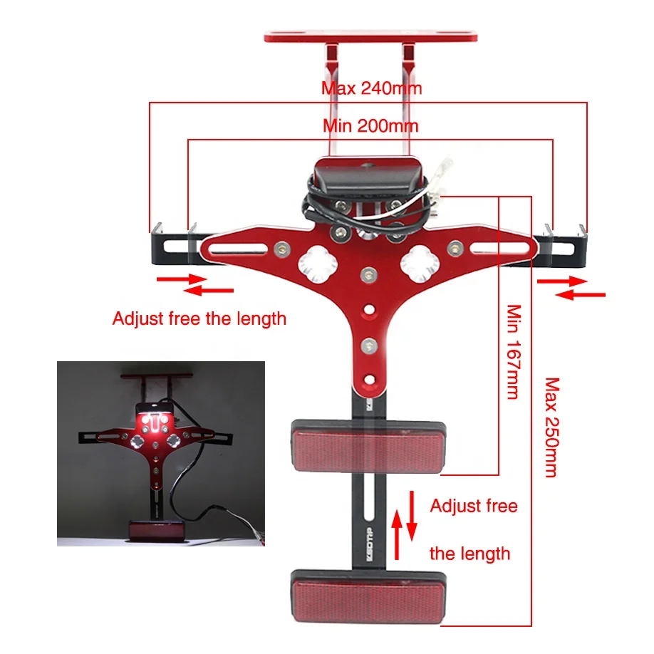 CNC Aluminium Motorcycle License Plate Bracket Holder LED Light For GSXR 600 750 1000 CBR 250R 600RR 1000RR